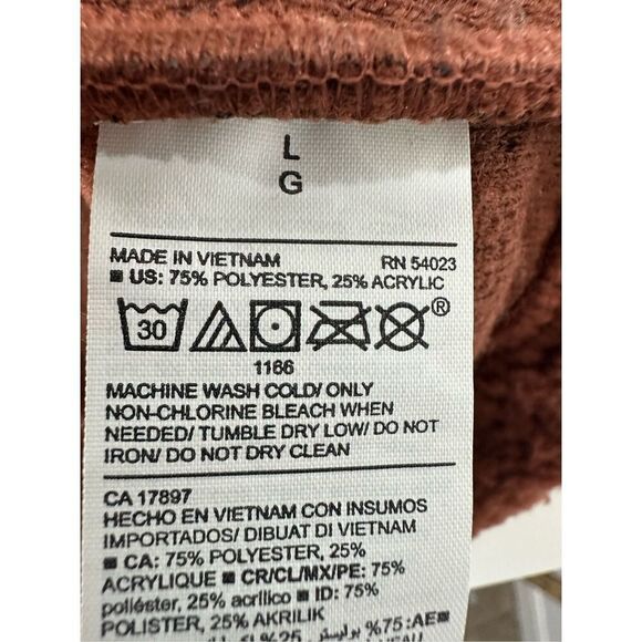Old Navy Women Rust Fleece Sherpa Snap Button Jacket Fall Teddy Nylon Trim Sz L - Picture 9 of 9